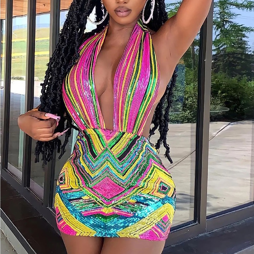 All Types Sequin Mini Dress - Multi - image 5